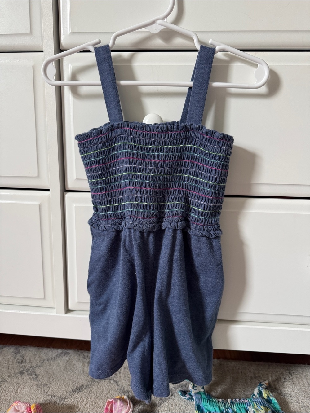 GAP Navy Smocked Stripe Romper 2Y